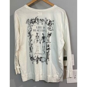 Urban Nation 1X Bone Skeleton Life is Beautiful Graphic‎ Long Sleeve Top